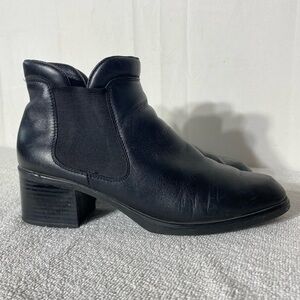 Rieker Black Leather Round Toe Pull On Ankle Boots 41